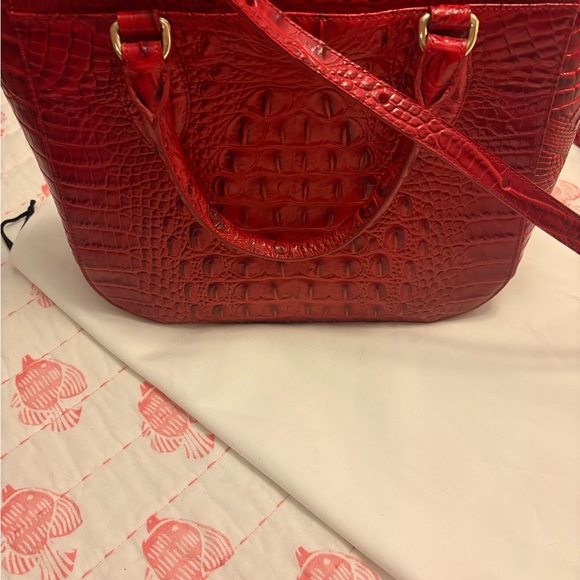 Brahmin Red Croc-Embossed Lena Satchel - Picture 2 of 13